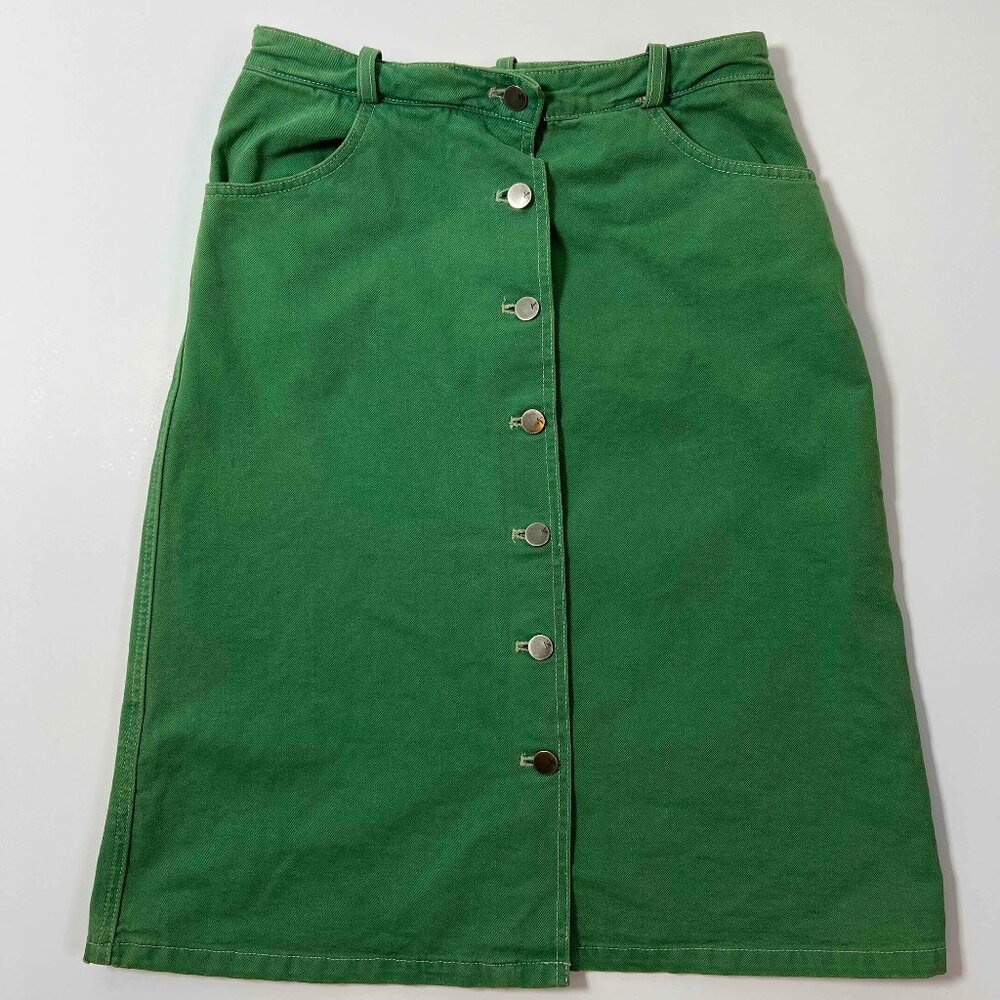 Katayone Adeli Women's Denim Green Skirt – Stylish & Versatile